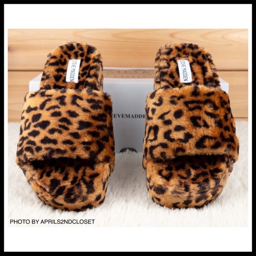 STEVE MADDEN FURRY SLIDES PLATFORM SANDALS A2C - Picture 5 of 16